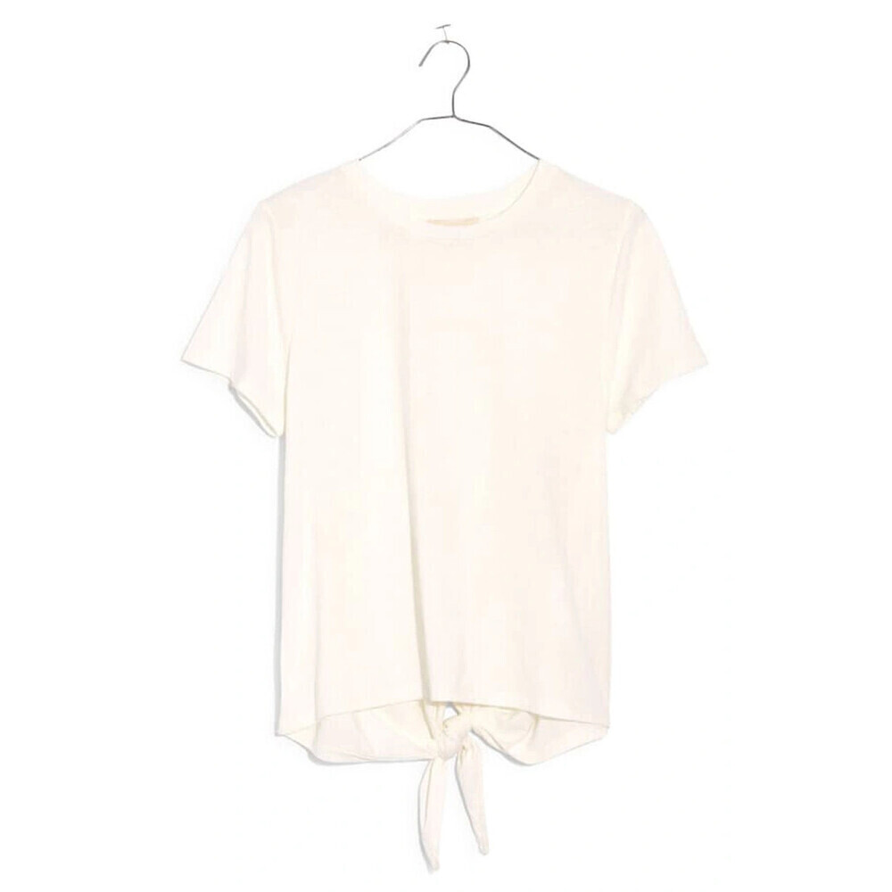 Madewell Women's Short Sleeve Knot-Back Tee In Eyelet White L7346 Size XS